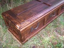 Reclaimed Wood Custom Casket With Wrought Iron Handles 4 small