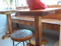 Reclaimed Antique Heart Pine Pedestal Pub Table 3 small
