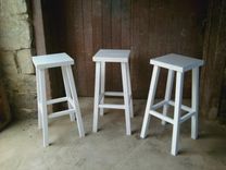 Painted Reclaimed Wood Country Stools 2 small
