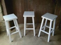 Painted Reclaimed Wood Country Stools 3 small