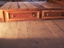 Reclaimed Rustic Pine Platform Bed With Headboard And 4 Drawers 4 small