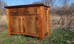 Butcher Block Kitchen Island From Reclaimed Hardwood With Cabinet Base 2 small