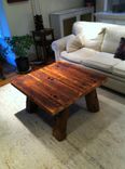 Heart Pine Rustic Coffee Table With Hand Hewn Legs 2 small