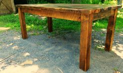 Antique Reclaimed Wood Farmhouse Dining Table 4 small