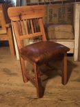 Reclaimed Oak Mission Style Dining Chairs With Upholstered Leather Seats 1 small