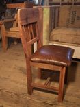 Reclaimed Oak Mission Style Dining Chairs With Upholstered Leather Seats 3 small