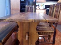 Bavarian Style Reclaimed Barnwood Trestle Table 4 small