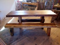 Modern Trestle Table Handcrafted From Reclaimed Wood 1 small