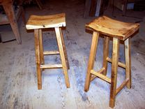 Reclaimed Wood Saddle Stools 3 small