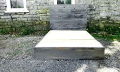 Weathered Grey Reclaimed Barn Wood Platform Bed 3 small