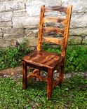 Burnt Oak Reclaimed Wood Arched Slat Rustic Dining Chairs 2 small