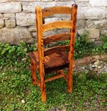 Burnt Oak Reclaimed Wood Arched Slat Rustic Dining Chairs 3 small