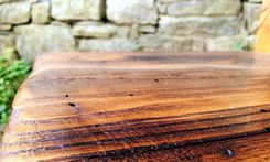 Burnt Oak Reclaimed Wood Arched Slat Rustic Dining Chairs 4 small