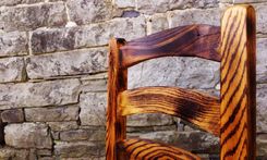 Burnt Oak Reclaimed Wood Arched Slat Rustic Dining Chairs 5 small