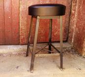 Vintage Style Clerk Stool With Upholstered Cushioned Seat 1 small