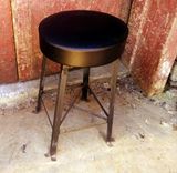 Vintage Style Clerk Stool With Upholstered Cushioned Seat 2 small