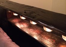 Rustic Reclaimed Platform Bed With Drawers And Lighting 3 small