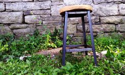 Vintage Style Clerk Stool With Reclaimed Wood Seat 1 small