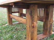 Antique Oak Mission Style Trestle Table 4 small