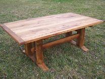 Antique Oak Mission Style Trestle Table 2 small