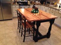 Harvest Style Kitchen Island Made From Reclaimed Hardwood With Turned Legs Base 4 small