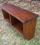 Vintage Reclaimed Pine Coat Rack With Beadboard Back, 2 Cubbies 2 small