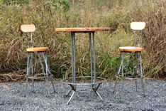 Modern Urban Styled Vintage Wood And Industrial Metal Pub Table 2 small