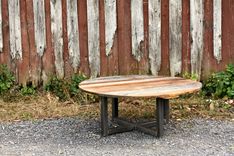 Weathered Reclaimed Wood Round Coffee Table 2 small
