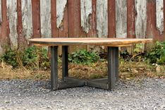 Weathered Reclaimed Wood Round Coffee Table 4 small
