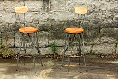 Parisian Cafe Styled Reclaimed Wood And Metal Bar Stools 1 small