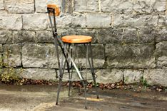Parisian Cafe Styled Reclaimed Wood And Metal Bar Stools 2 small