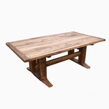 Antique Oak Mission Style Trestle Table 1 small
