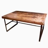 Reclaimed Wormy Chestnut Coffee Table With Industrial Metal Base 1 small