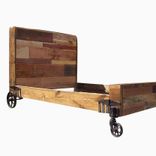 Steampunk Bed From Reclaimed Wood And Vintage Iron Wheels 1 small