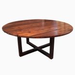 Large Round Coffee Table With Industrial Metal Base 1 small