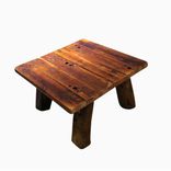 Heart Pine Rustic Coffee Table With Hand Hewn Legs 1 small