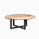Weathered Reclaimed Wood Round Coffee Table 1 small