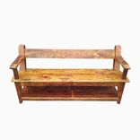 Reclaimed Wood Relaxed Back Farm Bench With Armrests 2 small