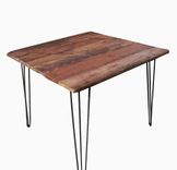 Breakfast Table With Reclaimed Wood Plank Top And Industrial Style Mid Century Modern Hairpin Legs 1 small