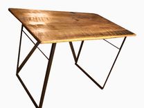 Reclaimed Wood Standing Work Desk With Industrial Metal Base 1 small