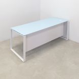 Custom Modern Executive Office Desk, Tempered Glass Top - Aspen Straight Desk 1 small
