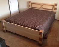 Maple & Walnut Queen Size Bed Modern 1 small
