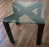 Unique X Style End Table With Glass Top Modern 4 small