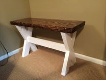 Cross Legged Bench With White Base 4 small