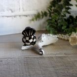 Courtly Songbird Black And White Check Bird Figurine Hand Painted Checked Decor 4 small