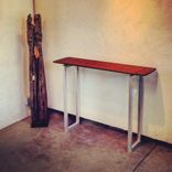 Delicate Sofa Table In Sapele With Aluminum Base 3 small
