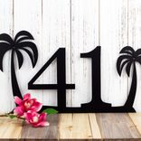 Metal House Number Sign with Beach Palm Trees 1 small