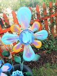 Upcycled Metal Art Flowers Antique Iron Urn 1920s 3 small