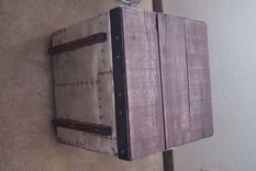 Aluminium Cube Table Vintage Airplane Style With Re-Purposed Pallet Wood Top 1 small