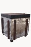 Aluminium Cube Table Vintage Airplane Style With Re-Purposed Pallet Wood Top 3 small